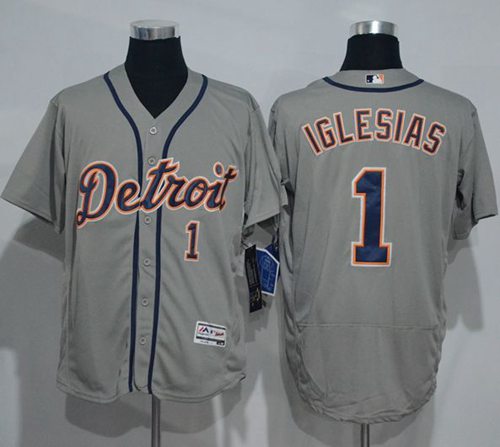 Tigers #1 Jose Iglesias Grey Flexbase Authentic Collection Stitched MLB Jersey